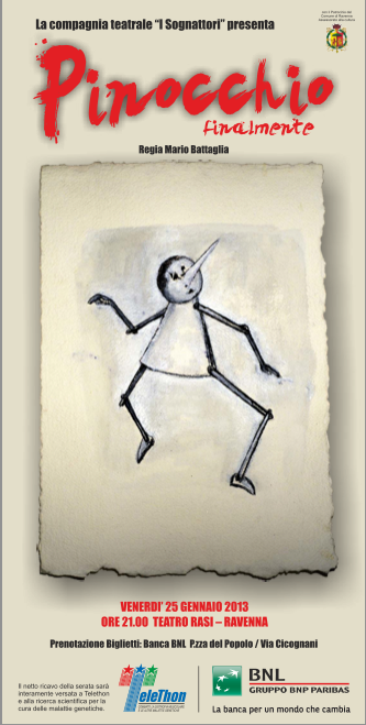 Pinocchio finalmente: al Rasi uno spettacolo per aiutare la ricerca