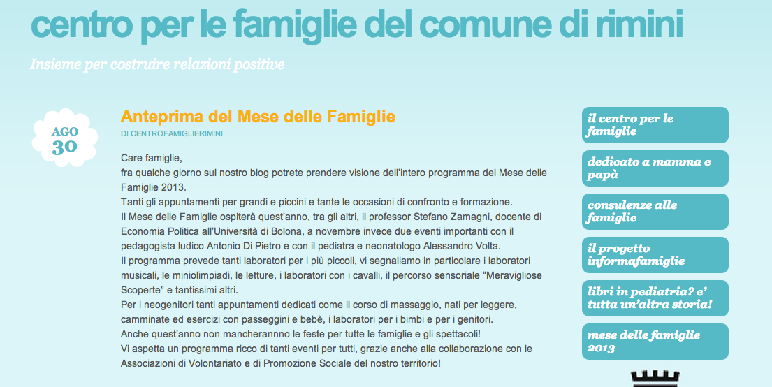 Rimini: il Centro per le famiglie dà il via al suo blog