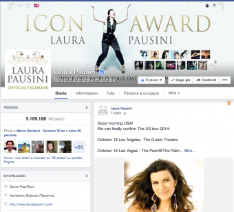 la pagina Facebook di Laura Pausini