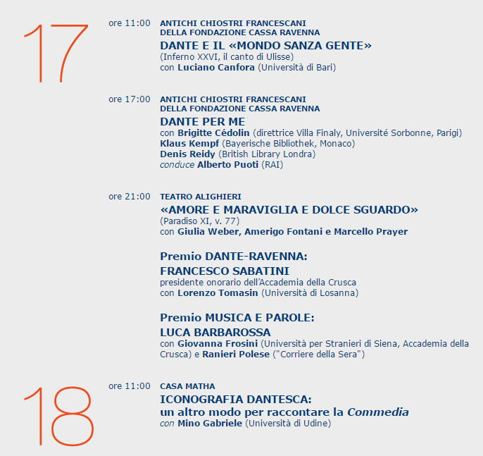 programma 17 e 18 Dante