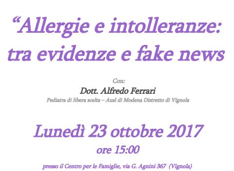 Allergie e intolleranze alimentari: incontro con il pediatra a Vignola