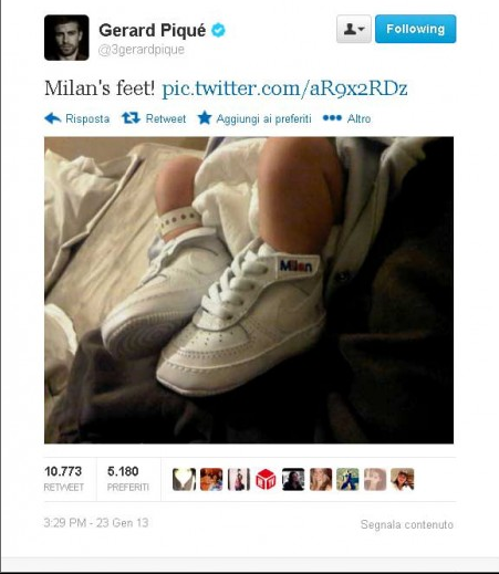 Shakira, il neonato già incastrato nelle scarpe da ginnastica. Sarà un po' presto?