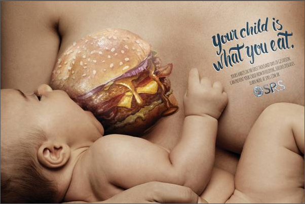 Hamburger al posto del seno: la campagna choc sull'allattamento